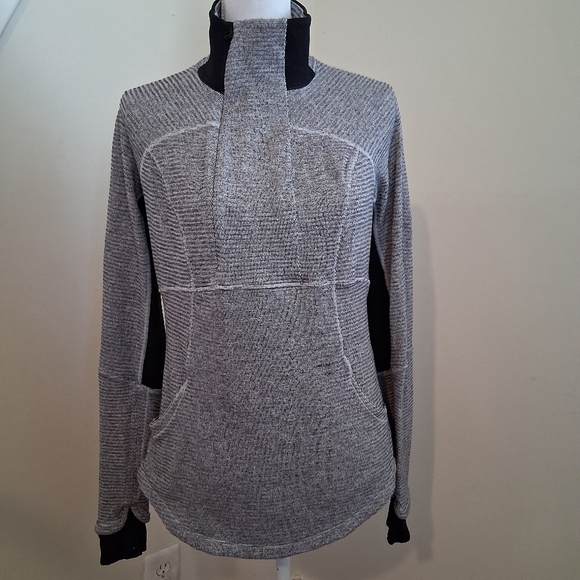 Lululemon Base Runner 1/2 Zip Heathered Herringbone Jacket Size 12 - Picture 11 of 13
